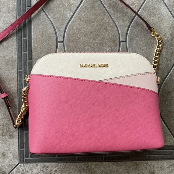 Michael Kors Jet Set Travel Medium Dome Crossbody Rosewood Leather - Picture 1 of 16